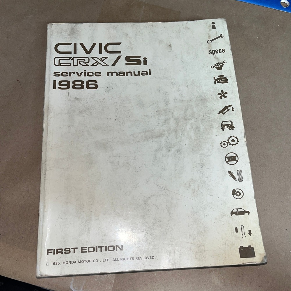 1986 Honda Civic CRX Si Service Shop Repair Manual First Edition